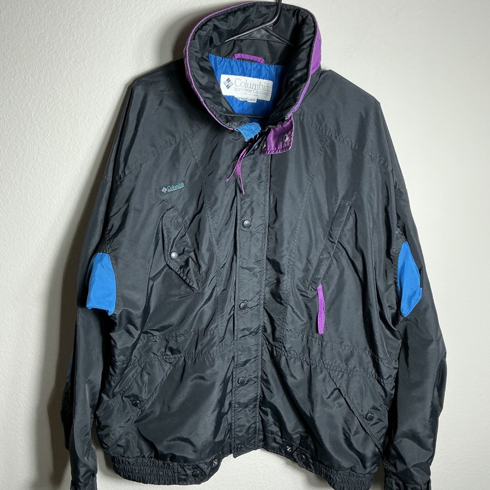 Columbia Crevasse Jacket Mens Large VTG 90s‎ Colorblock Black Blue Purple Gorp
